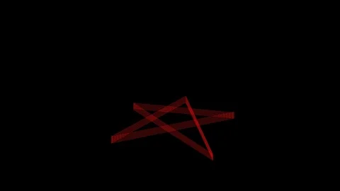 Red 3d Line Drawn Five Pointed Star Rotating Platfom Loop Stock Footage 118988900