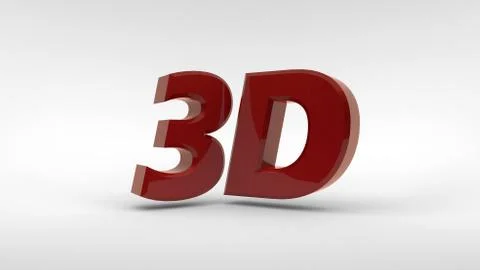 Red 3D logo isolated on white background with reflection effect. 3d rendering. Stock Illustration
