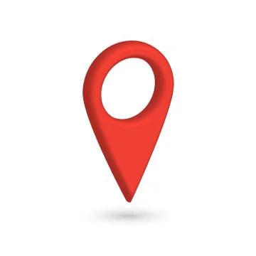 Red 3D map pointer with dropped shadow on white background. EPS10 vector Illustrazione stock