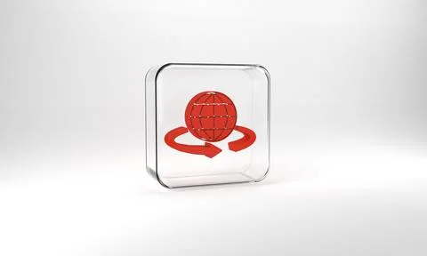 Red 3d modeling icon isolated on grey background. Augmented reality or virtual Stock Illustration