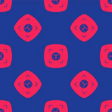 Red 3d modeling icon isolated seamless pattern on blue background. Augmented  스톡 일러스트