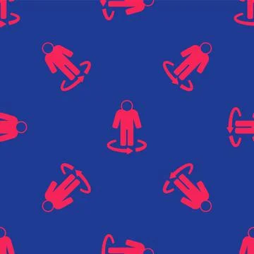 Red 3d modeling icon isolated seamless pattern on blue background. Augmented  스톡 일러스트