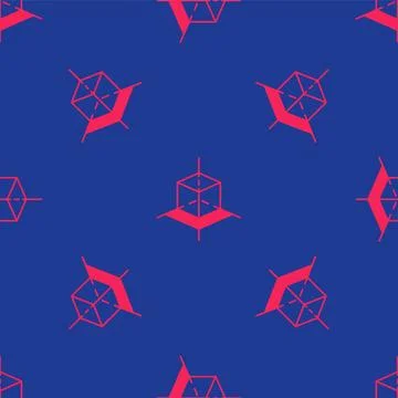 Red 3d modeling icon isolated seamless pattern on blue background. Augmented Illustrazione stock