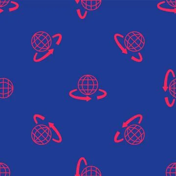 Red 3d modeling icon isolated seamless pattern on blue background. Augmented Illustrazione stock