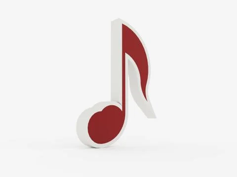 Red 3d music note concept on white background Illustrazione stock