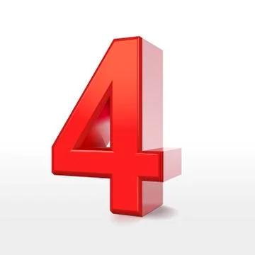 Red 3d number 4 Illustrazione stock