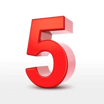 Red 3d number 5 Stock Illustration