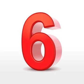 Red 3d number 6 Illustrazione stock