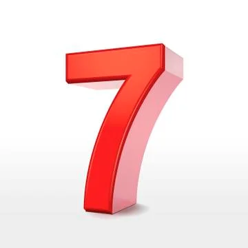 Red 3d number 7 Illustrazione stock