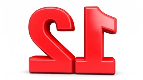 Red 3D Number Twenty-One: Glossy Render on White Background Stock Footage 333410176