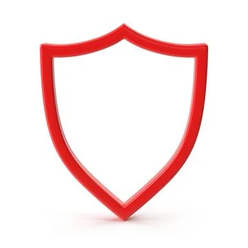 Red 3D Outline Shield Icon Stock Illustration
