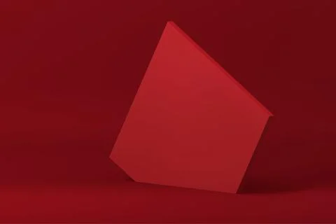 Red 3d pentagon angular wall modern decoration showcase for product present.. イラスト素材