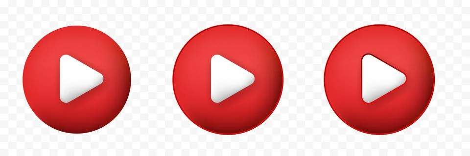 Red 3d play button logo icon. red button symbol. Stock Illustration
