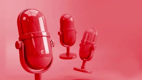Red 3D Podcast Microphone Background Animation 4K V2 Vídeos de archivo 341510540