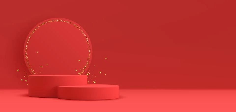 Red 3D podium vector background Stock Illustration