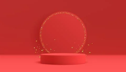 Red 3D podium vector background Stock Illustration