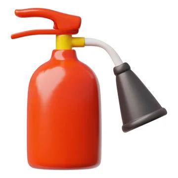 Red 3D portable fire extinguisher with handle and valve. Illustration