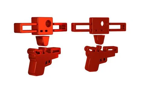 Red 3D printer gun icon isolated on transparent background. 3d printing. Stock Illustration