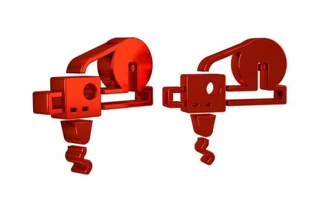 Red 3D printer icon isolated on transparent background. 3d printing. Stock Illustration