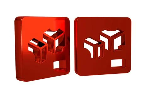Red 3D printer icon isolated on transparent background. 3d printing. Stock Illustration