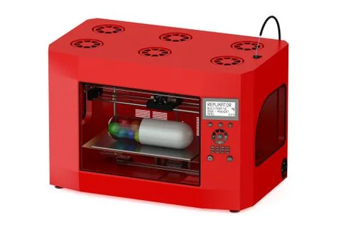 Red 3d printer Stock Illustration