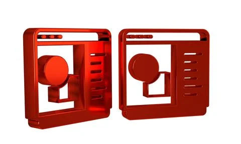Red 3D printer software icon isolated on transparent background. 3d printing. Stock Illustration