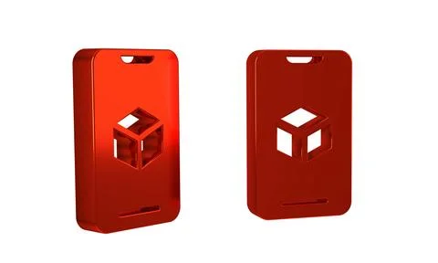 Red 3D printer software icon isolated on transparent background. 3d printing. Stock Illustration