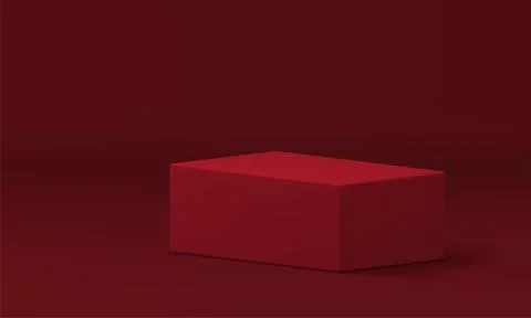 Red 3d rectangle podium stand geometric platform for fashion product presenta Stock Illustration