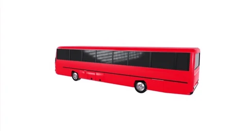 Red 3D rendering of a modern city bus viewed from the side Stock-Footage 284220404