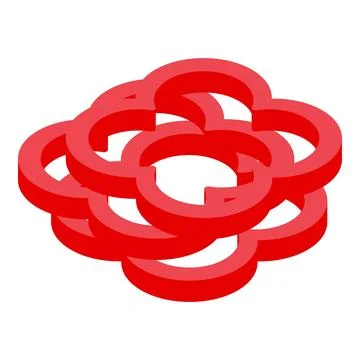 Red 3d rings interlocking forming abstract shape Stock Illustration