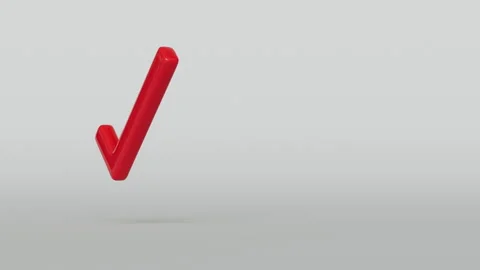 Red 3D Rotating Checkmark Loop over White Background Stock Footage 282793299