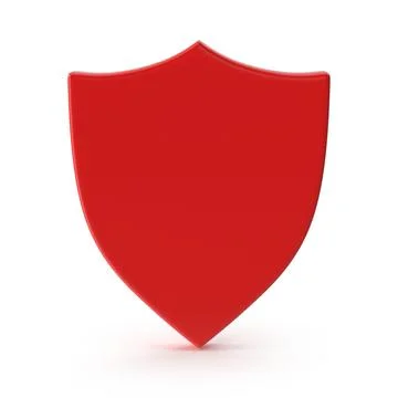 Red 3D Shield Icon for Protection and Security Stock Illustration