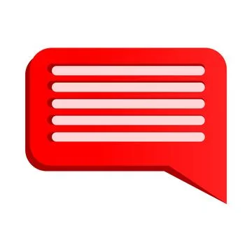 Red 3d speech bubble icons isolated on white background. Chatting box, mess.. Stock Illustration