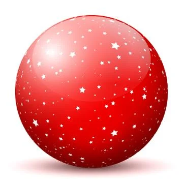 Red 3D Sphere with Mapped White Starlets Texture Stock Illustration