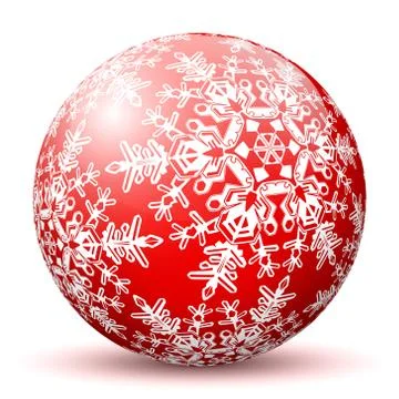 Red 3D Sphere with Mapped White Snowflake Texture Stock Illustration