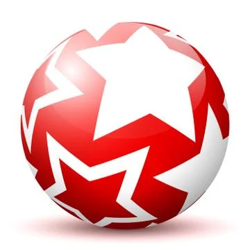 Red 3D Sphere with Mapped White Starlet Texture Stock Illustration