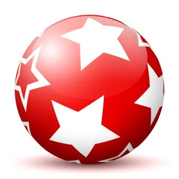Red 3D Sphere with Mapped White Starlet Texture Stock Illustration