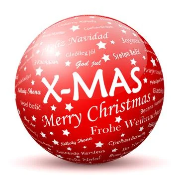 Red 3D Sphere with Mapped White X-MAS Texture Stock Illustration