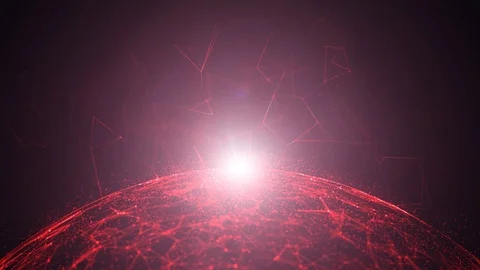 Red 3d sphere rotation with flare light animation Vídeos de archivo 125770857
