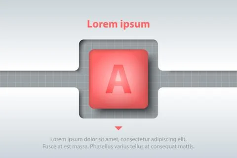 Red 3d square in timeline carve white template on white grid for website pres Stock Illustration