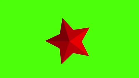 Red 3D Star Floating Against Green Screen for Video Effects Vídeo Stock 341779647