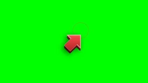 Red 3D stylized pointer arrow right vertical pop green screen Видео 344648307
