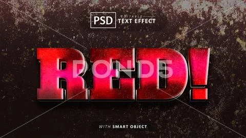 Red 3d text effect editable PSD Template