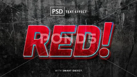 Red 3d text effect editable PSD Template