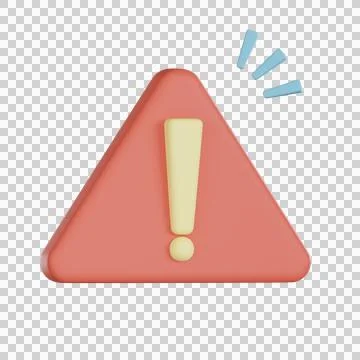 Red 3d warning icon with exclamation mark and empty states symbol alert sig.. Stock Illustration