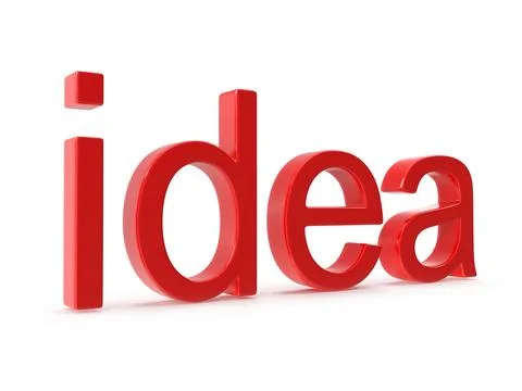 Red 3D Word 'Idea' on White Background Stock Illustration