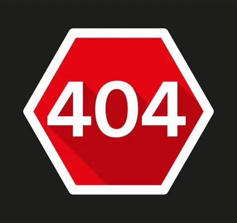 Red 404 error page not found with long shadow in flat style. Vector illustrat Stockillustratie