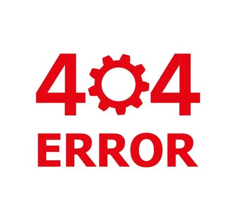 Red 404 error page not found with long shadow in flat style. Vector illustrat Stock Illustration