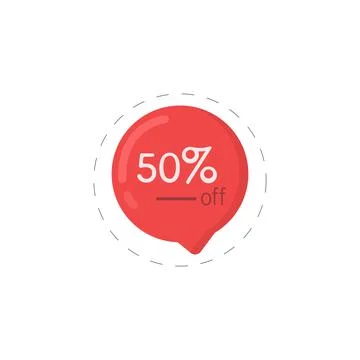 Red 50 percent off speech bubble Stock Illustration