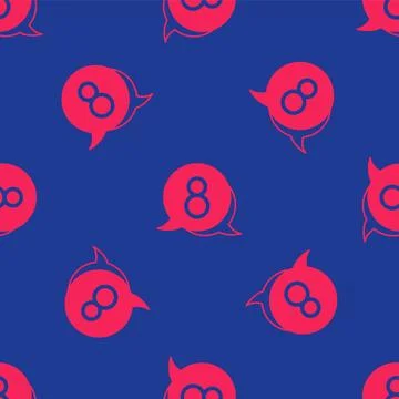 Red 8 March in speech bubble icon isolated seamless pattern on blue backgro.. 스톡 일러스트